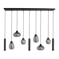 Reflexion 3796ZW hanglamp, zwart, 9-lichts met rookglas