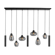 Reflexion 3796ZW hanglamp, zwart, 9-lichts met rookglas
