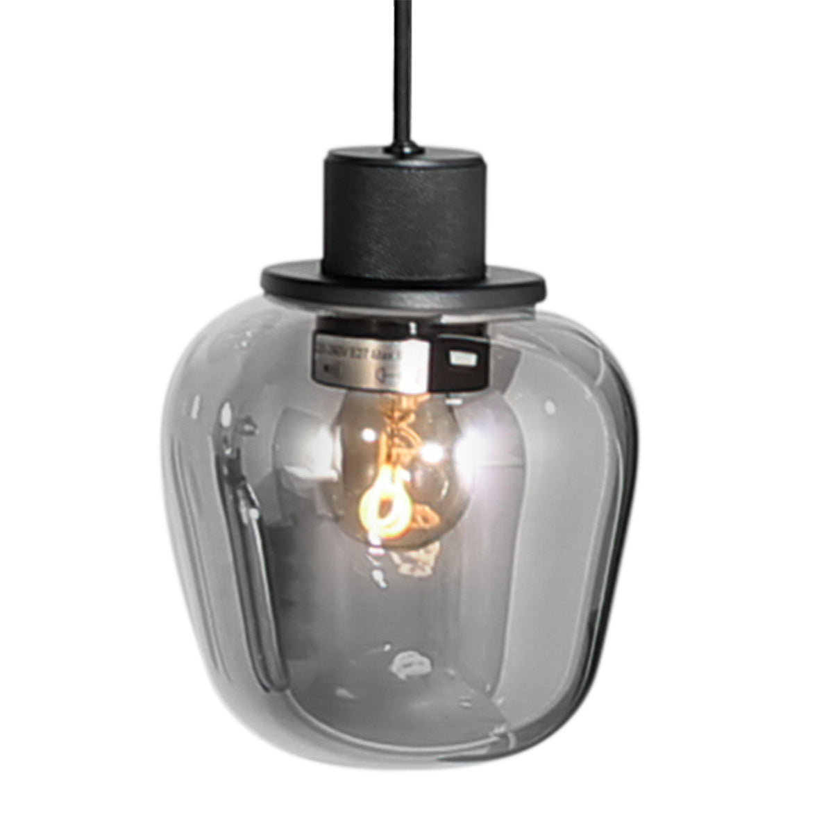 Reflexion 3796ZW hanglamp, zwart, 9-lichts met rookglas