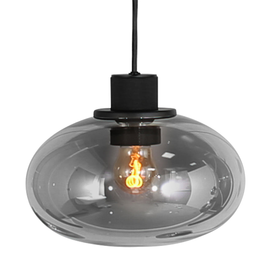 Reflexion 3796ZW hanglamp, zwart, 9-lichts met rookglas