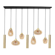 Hanglamp Reflexion 3797ME messing 9-lichts met amberkleurig glas