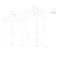 Hanglamp Reflexion 3797ME messing 9-lichts met amberkleurig glas