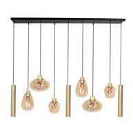 Hanglamp Reflexion 3797ME messing 9-lichts met amberkleurig glas