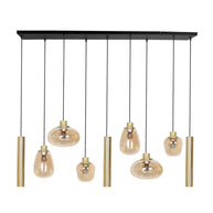 Hanglamp Reflexion 3797ME messing 9-lichts met amberkleurig glas