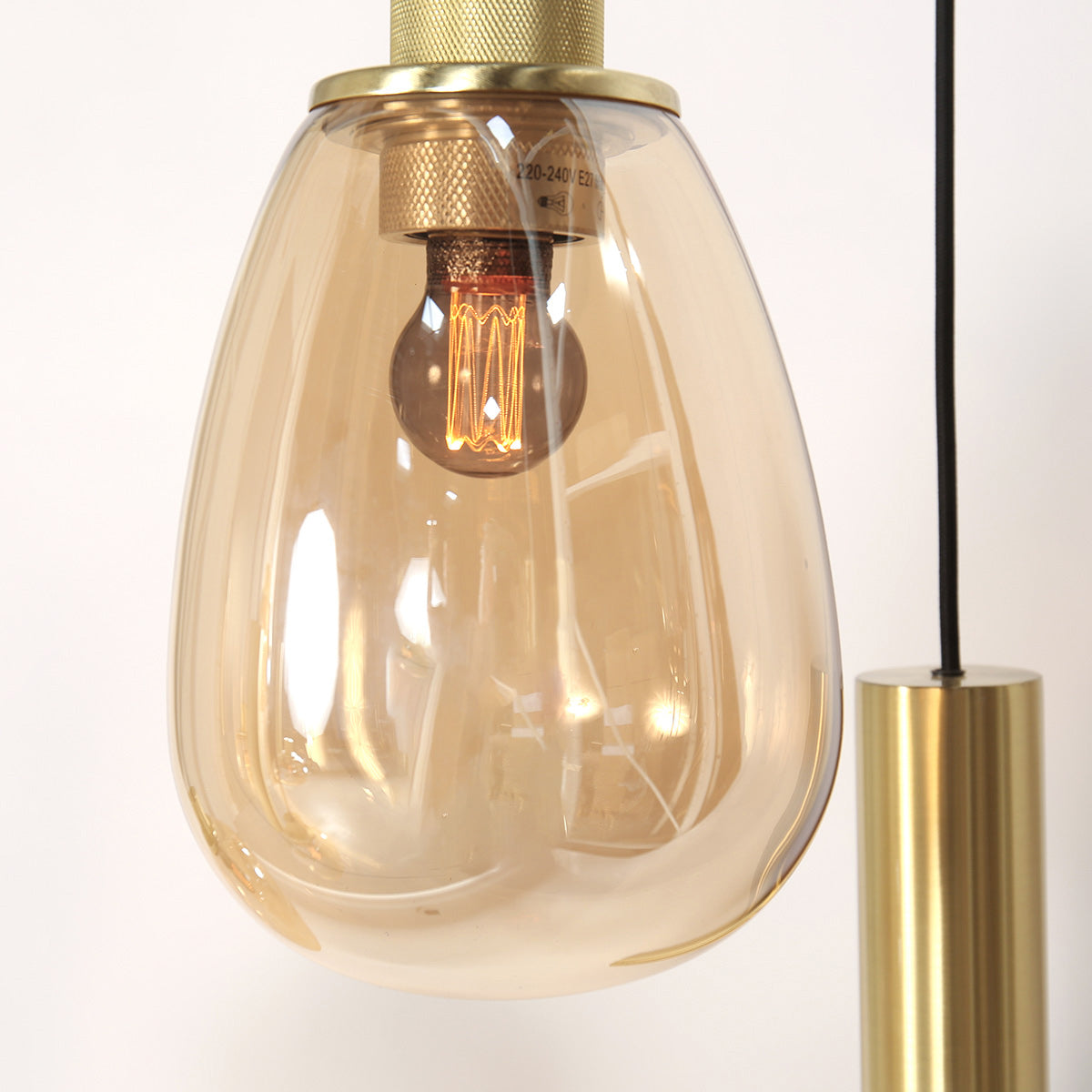 Hanglamp Reflexion 3797ME messing 9-lichts met amberkleurig glas