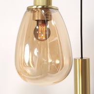 Hanglamp Reflexion 3797ME messing 9-lichts met amberkleurig glas