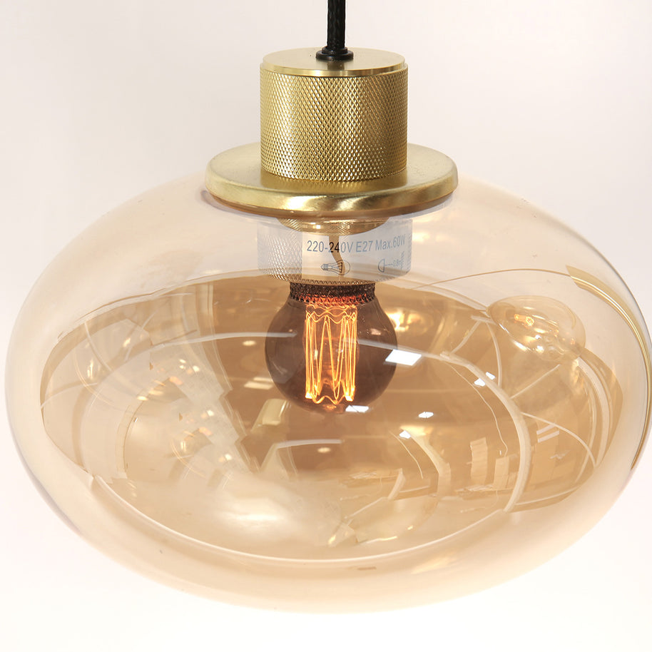 Hanglamp Reflexion 3797ME messing 9-lichts met amberkleurig glas