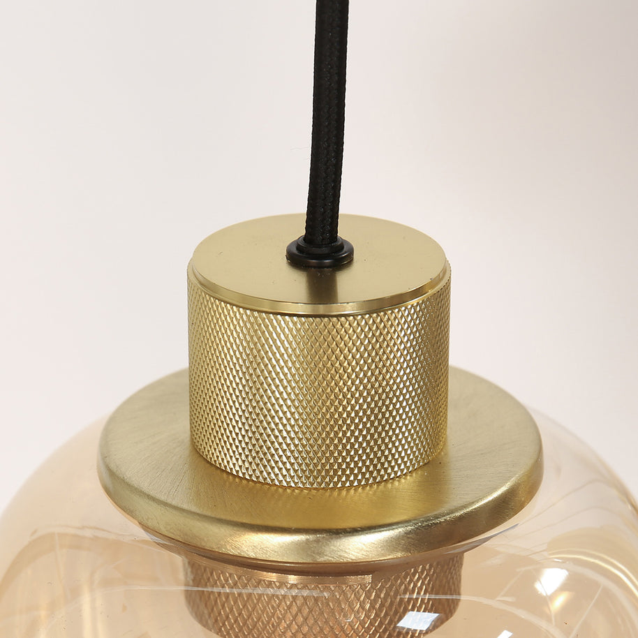 Hanglamp Reflexion 3797ME messing 9-lichts met amberkleurig glas