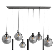 Hanglamp Bollique 3798ZW zwarte 9-lichts lamp met smokeglas