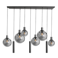 Hanglamp Bollique 3798ZW zwarte 9-lichts lamp met smokeglas