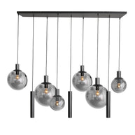 Hanglamp Bollique 3798ZW zwarte 9-lichts lamp met smokeglas