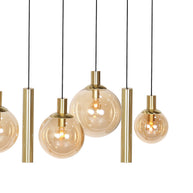 Hanglamp Bollique 3799ME messing 9-lichts met amberkleurig glas