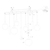 Hanglamp Bollique 3799ME messing 9-lichts met amberkleurig glas