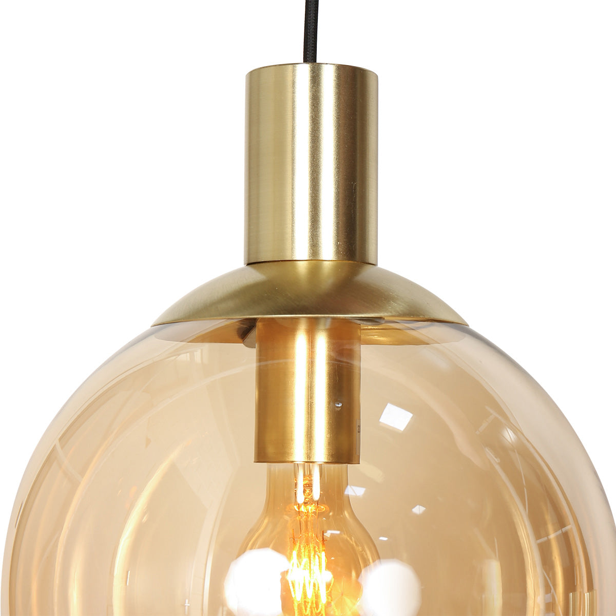 Hanglamp Bollique 3799ME messing 9-lichts met amberkleurig glas