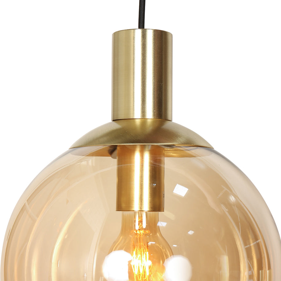 Hanglamp Bollique 3799ME messing 9-lichts met amberkleurig glas