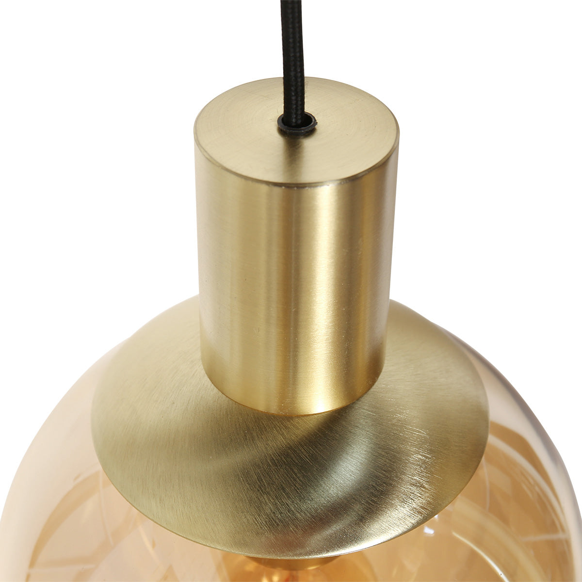 Hanglamp Bollique 3799ME messing 9-lichts met amberkleurig glas