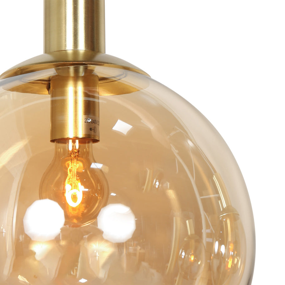 Hanglamp Bollique 3799ME messing 9-lichts met amberkleurig glas
