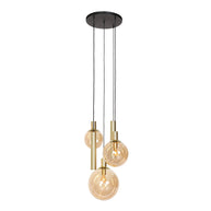 Hanglamp Bollique 3801ME, messing, 5-lichts met amberglas