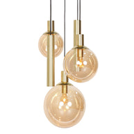 Hanglamp Bollique 3801ME, messing, 5-lichts met amberglas