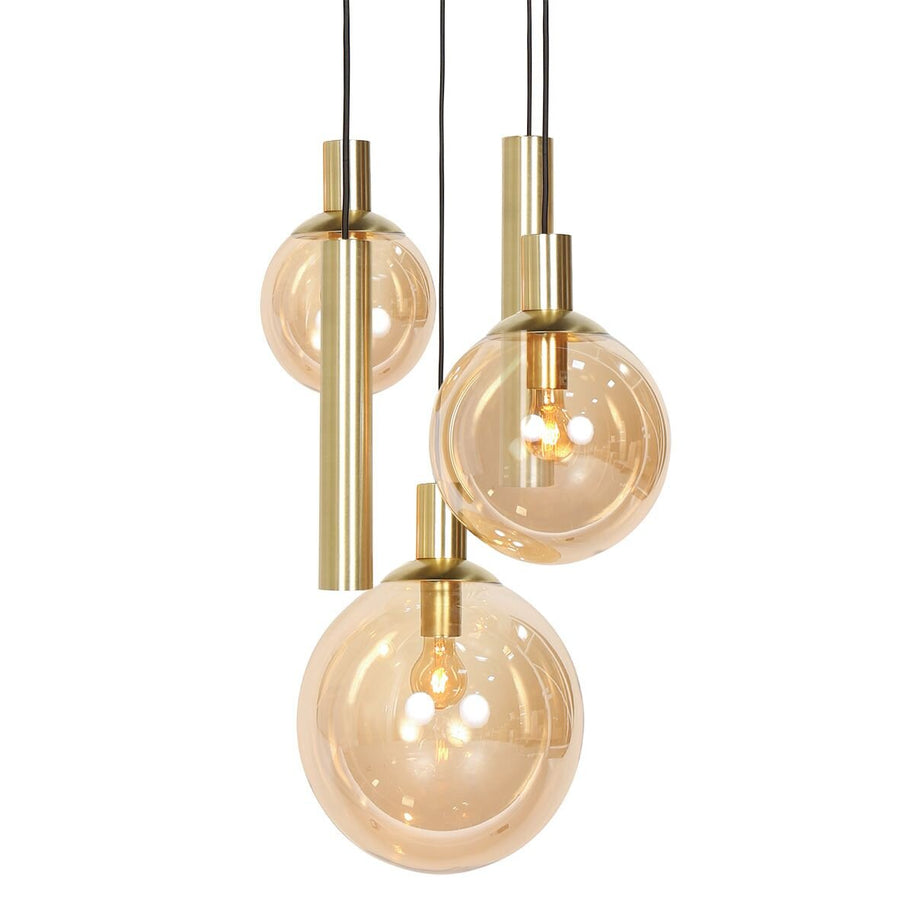 Hanglamp Bollique 3801ME, messing, 5-lichts met amberglas
