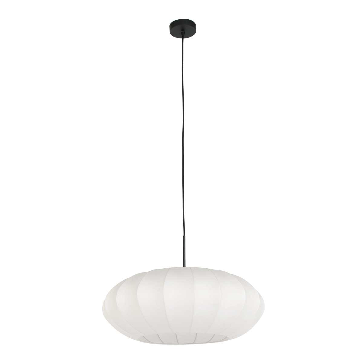 Hanglamp Luma Nola 3809ZW zwart met witte zijden kap