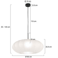 Hanglamp Luma Nola 3809ZW zwart met witte zijden kap