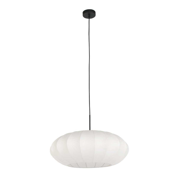 Hanglamp Luma Nola 3809ZW zwart met witte zijden kap