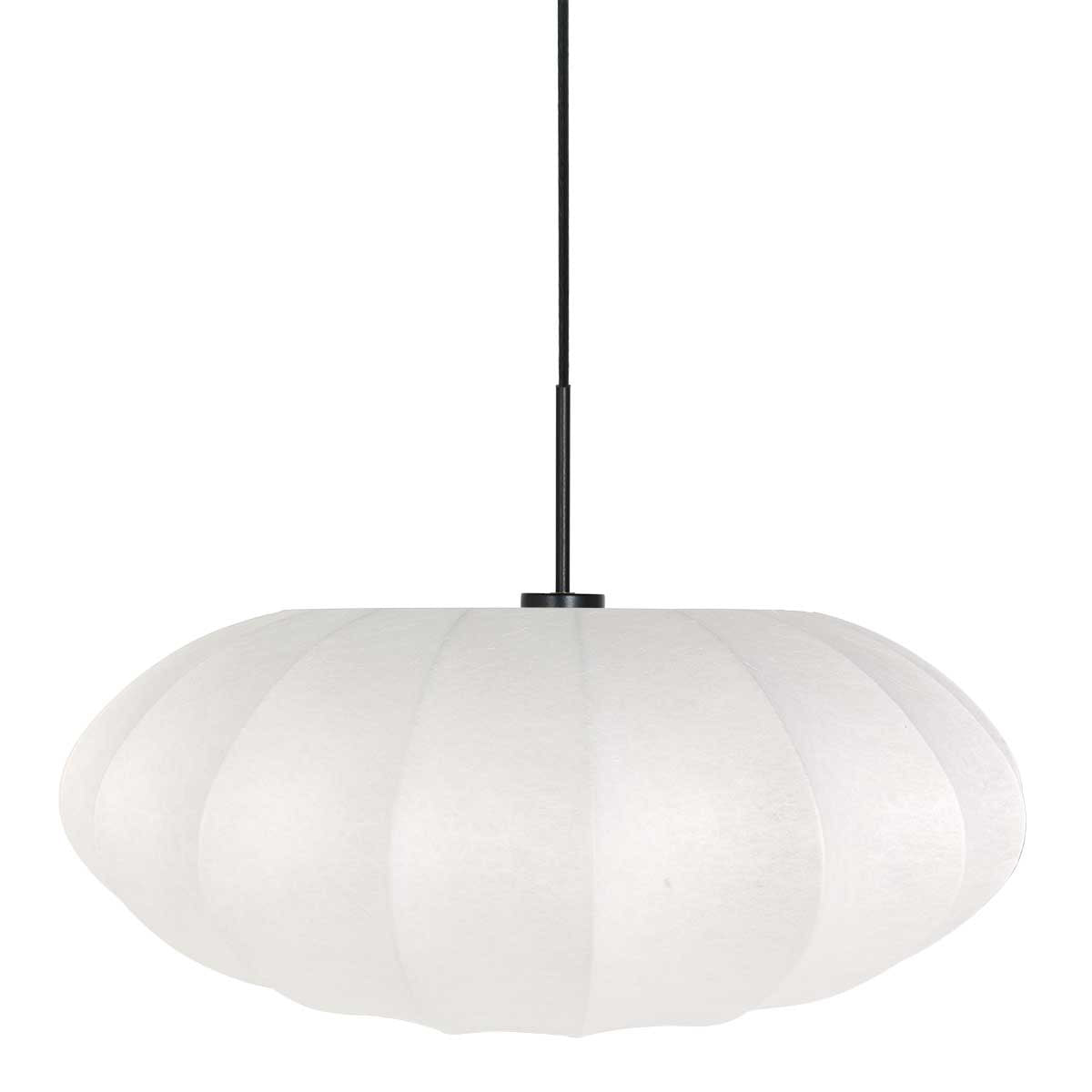 Hanglamp Luma Nola 3809ZW zwart met witte zijden kap