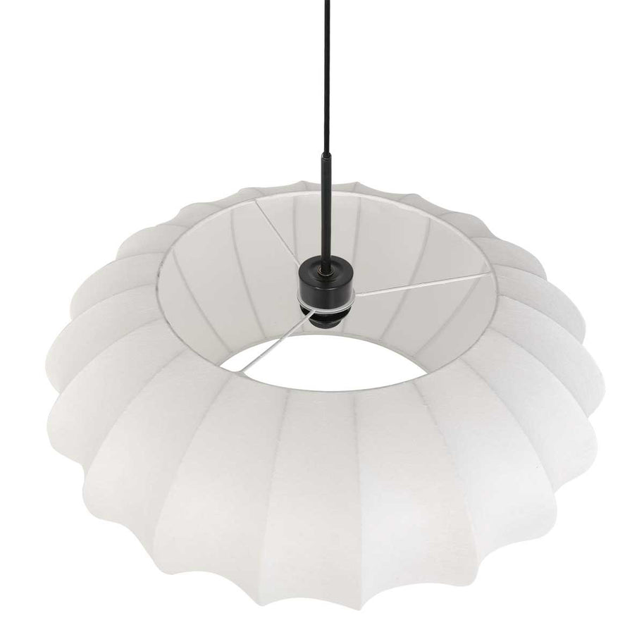 Hanglamp Luma Nola 3809ZW zwart met witte zijden kap