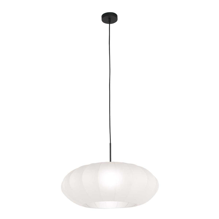 Hanglamp Luma Nola 3809ZW zwart met witte zijden kap