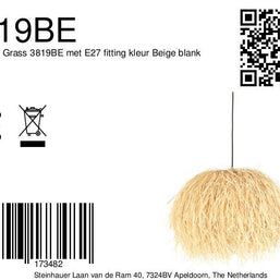 Hanglamp Grass 3819BE met E27-fitting kleur beige blank