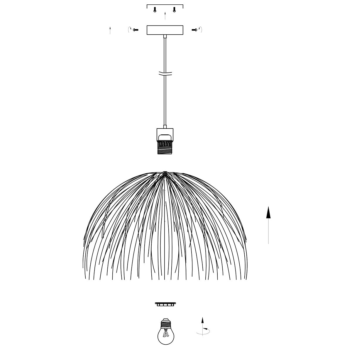 Hanglamp Grass 3819BE met E27-fitting kleur beige blank