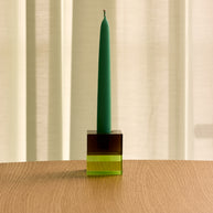 Blokkaarsenhouders bruin/groen en grijs/roze (set van 2)