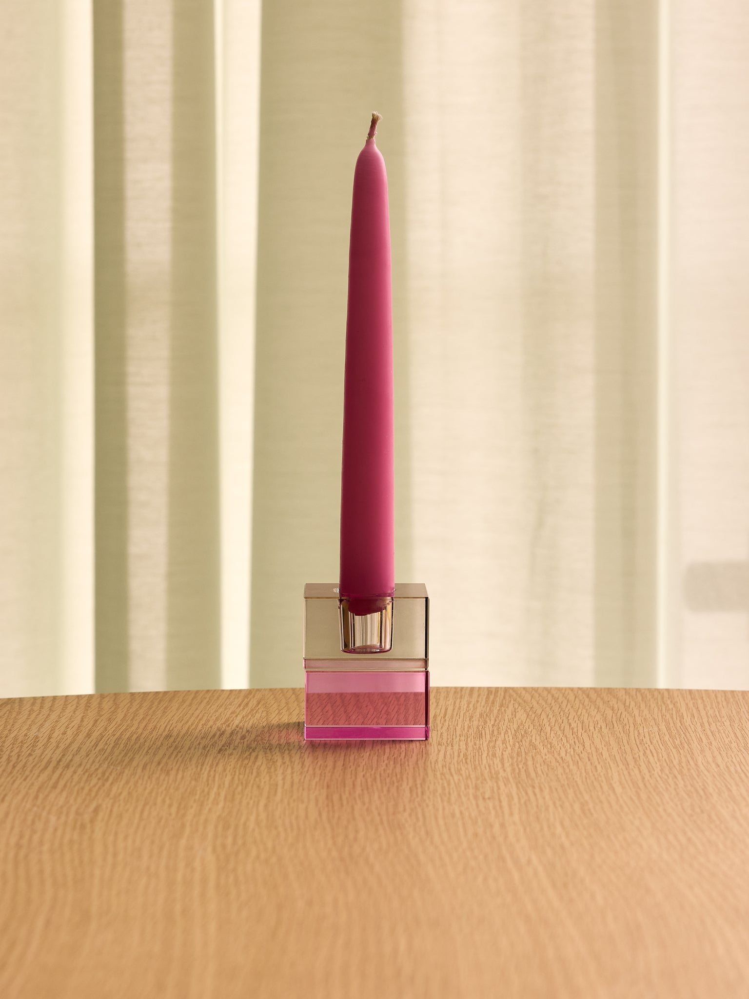 Blokkaarsenhouders bruin/groen en grijs/roze (set van 2)
