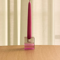 Blokkaarsenhouders bruin/groen en grijs/roze (set van 2)