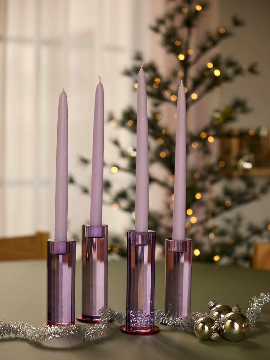 Geslepen paarse kandelaars (set van 2)