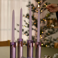 Geslepen paarse kandelaars (set van 2)