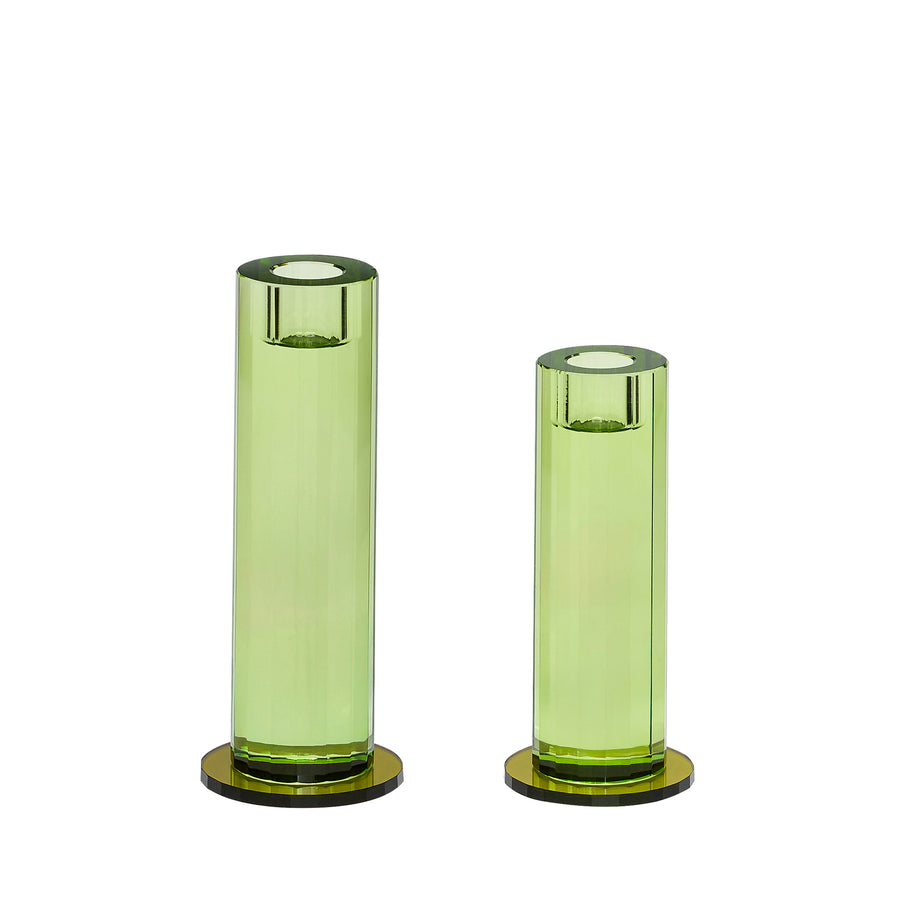Geslepen groene kandelaars (set van 2)