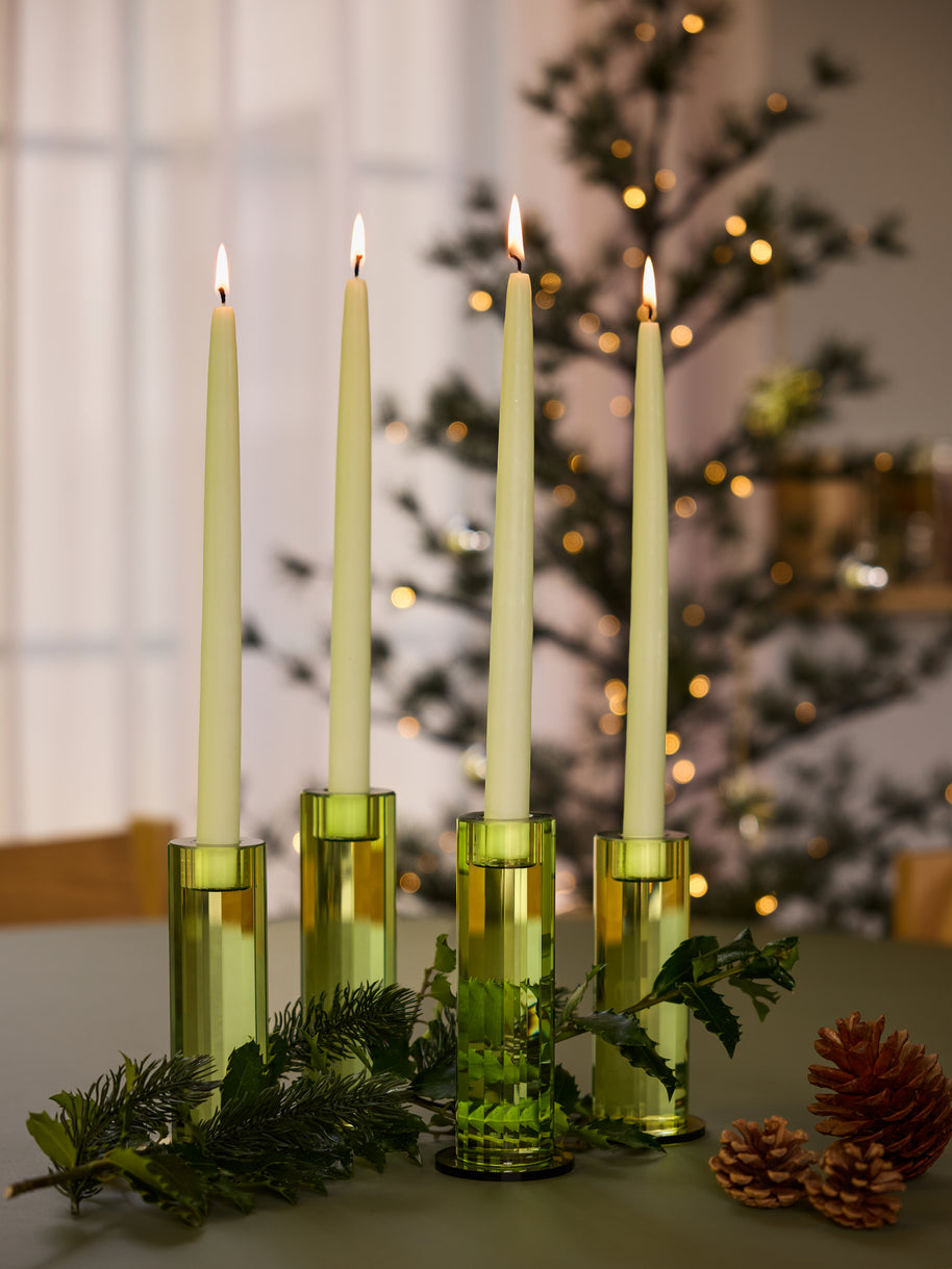 Geslepen groene kandelaars (set van 2)