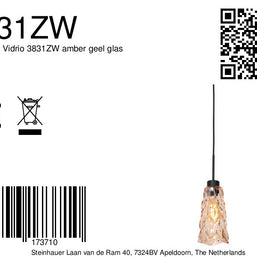 Hanglamp Vidrio 3831ZW ambergeel glas