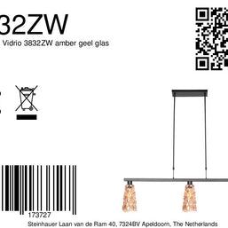 Hanglamp Vidrio 3832ZW ambergeel glas