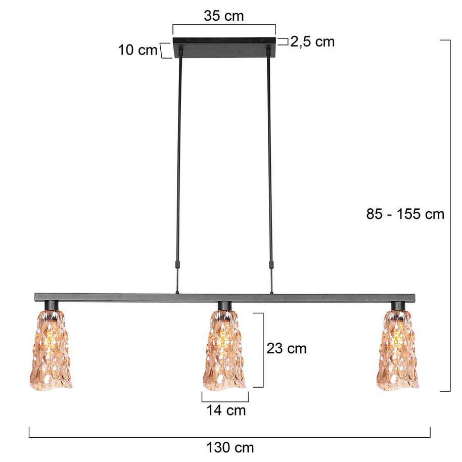 Hanglamp Vidrio 3832ZW ambergeel glas