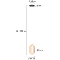 Hanglamp Geripu 3840ZW Ø15 cm geribbeld kunststof met LED-module
