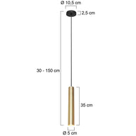 Hanglamp Tubel 3867ME messing pendellamp met warm dimbaar licht