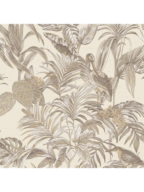 Behang Wallstitch paradijsvogel crème