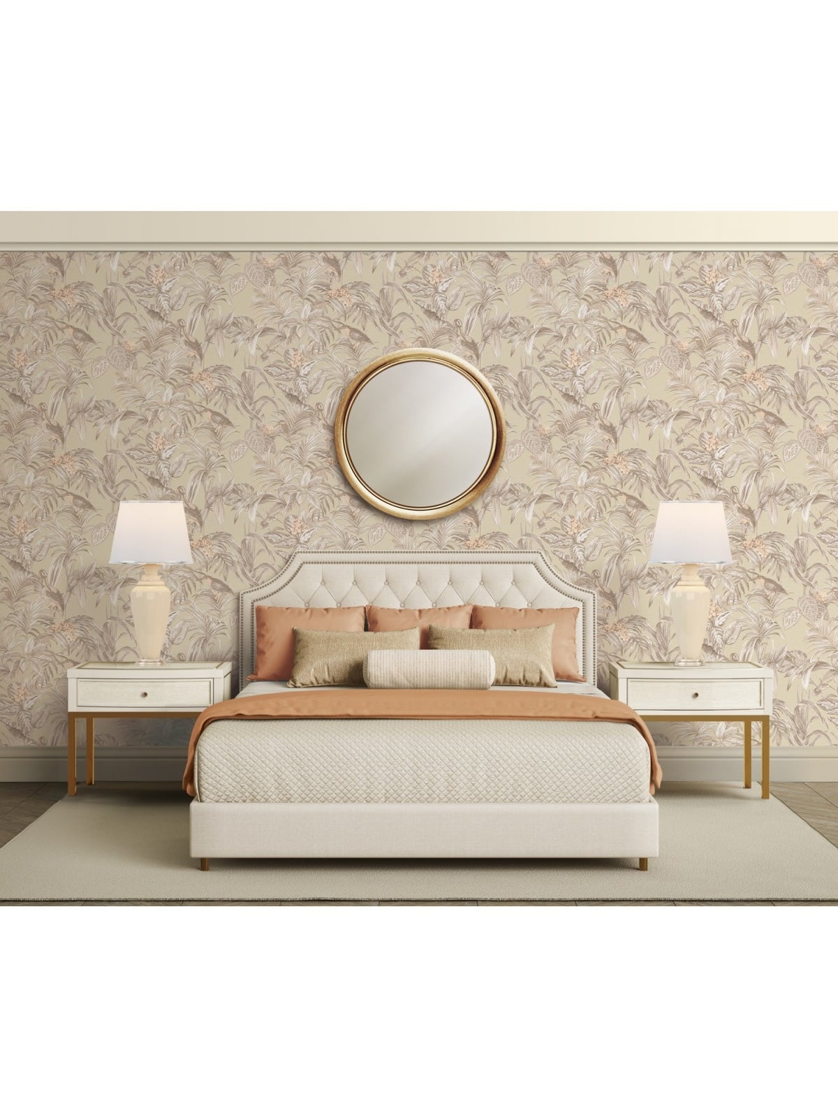 Behang Wallstitch paradijsvogel crème