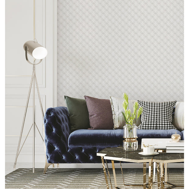 Behang Fabric Touch geometrisch wit