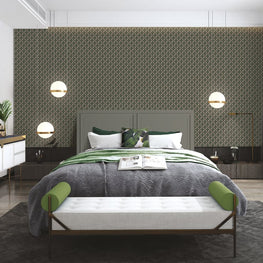 Behang Fabric Touch geometrisch donkergroen