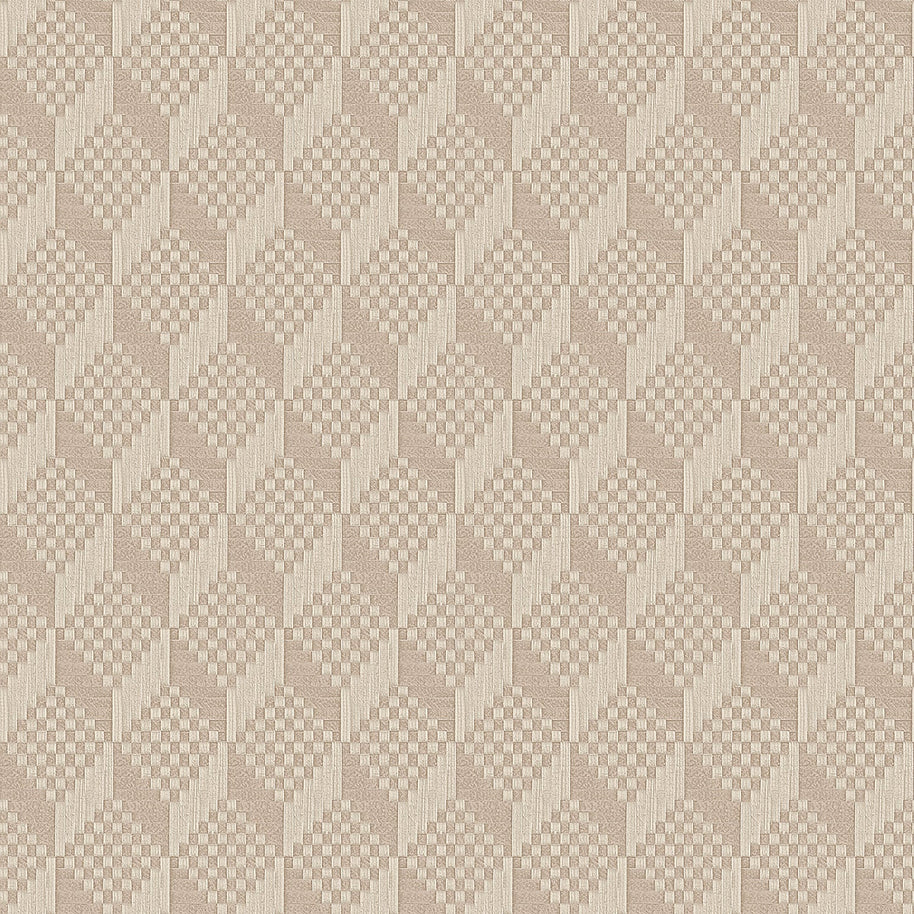 Behang Grace 3D gestikte kubus beige