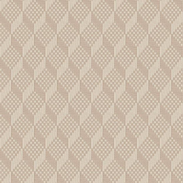 Behang Grace 3D gestikte kubus beige